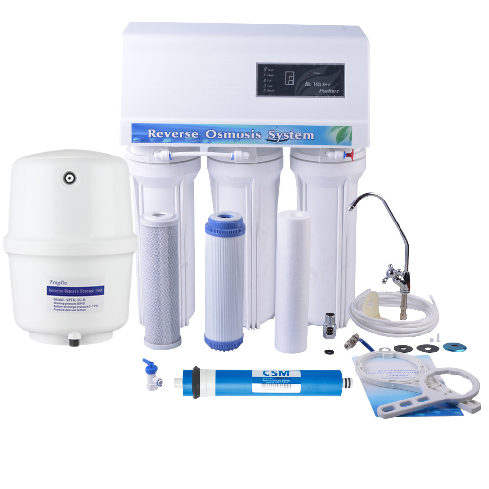 KKRO50GF Reverse Osmosis Water Filter System Rust Cover Residential Under Sink 75GPD