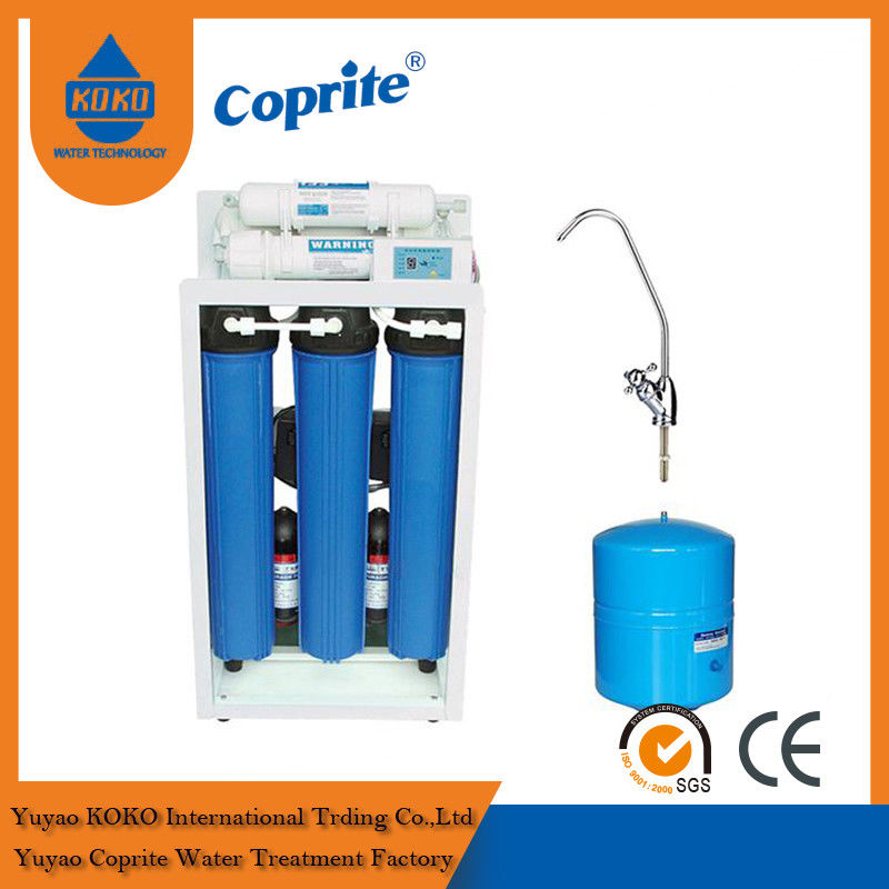 200 / 400 GPD Reverse Osmosis Water Filtration System / Triple Water Filter With 11G Steel Tank